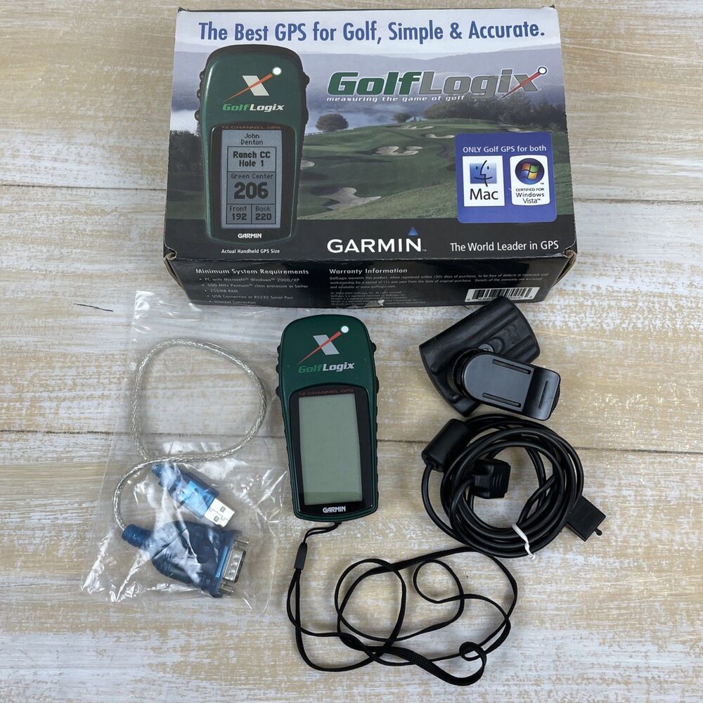 Garmin GPS GolfLogix Handheld Range Finder, Org Box, Cables for Parts or Repair